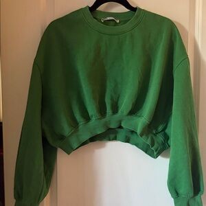Green Women's Cropped Sweatshirt